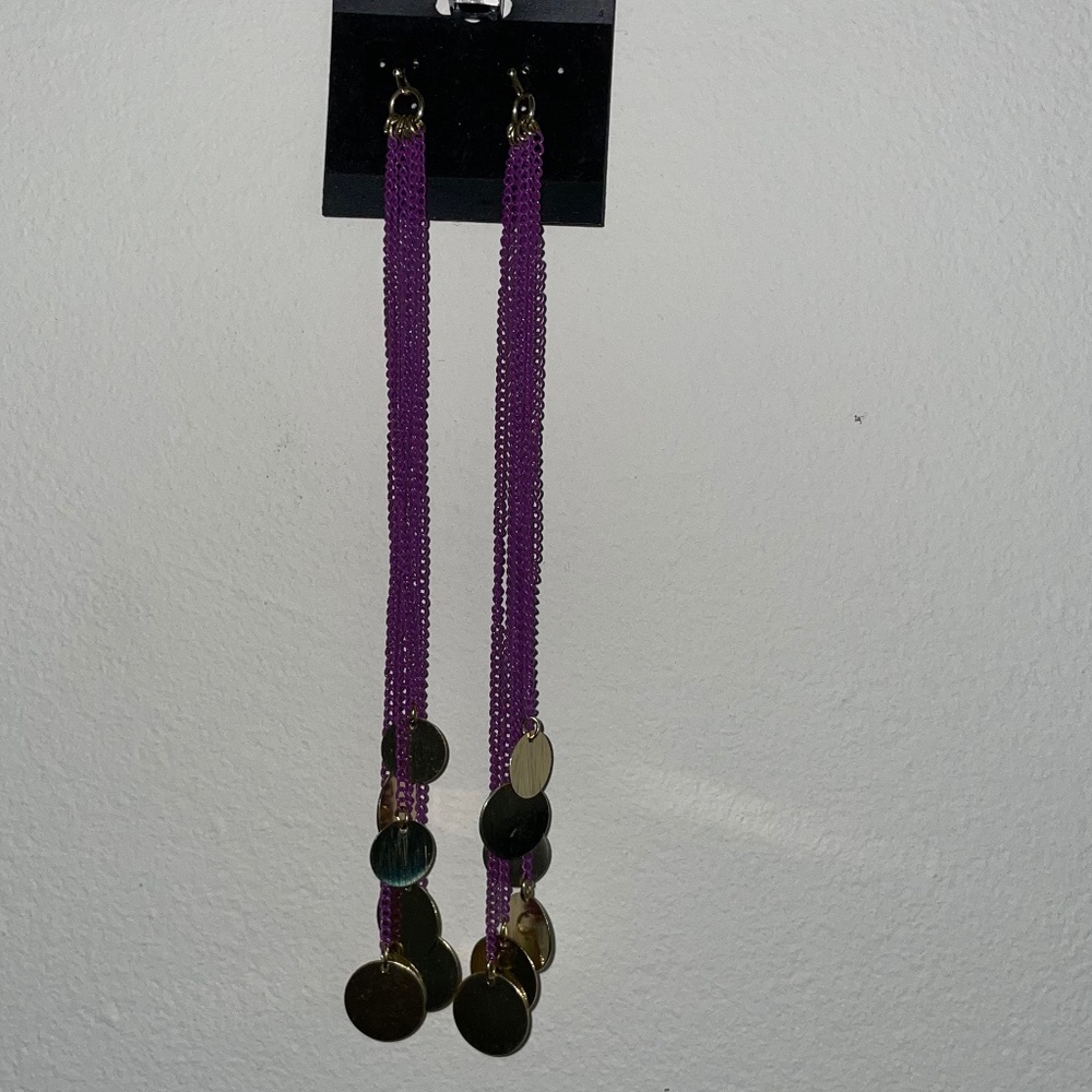 Purple & Gold Hanging Earrings
